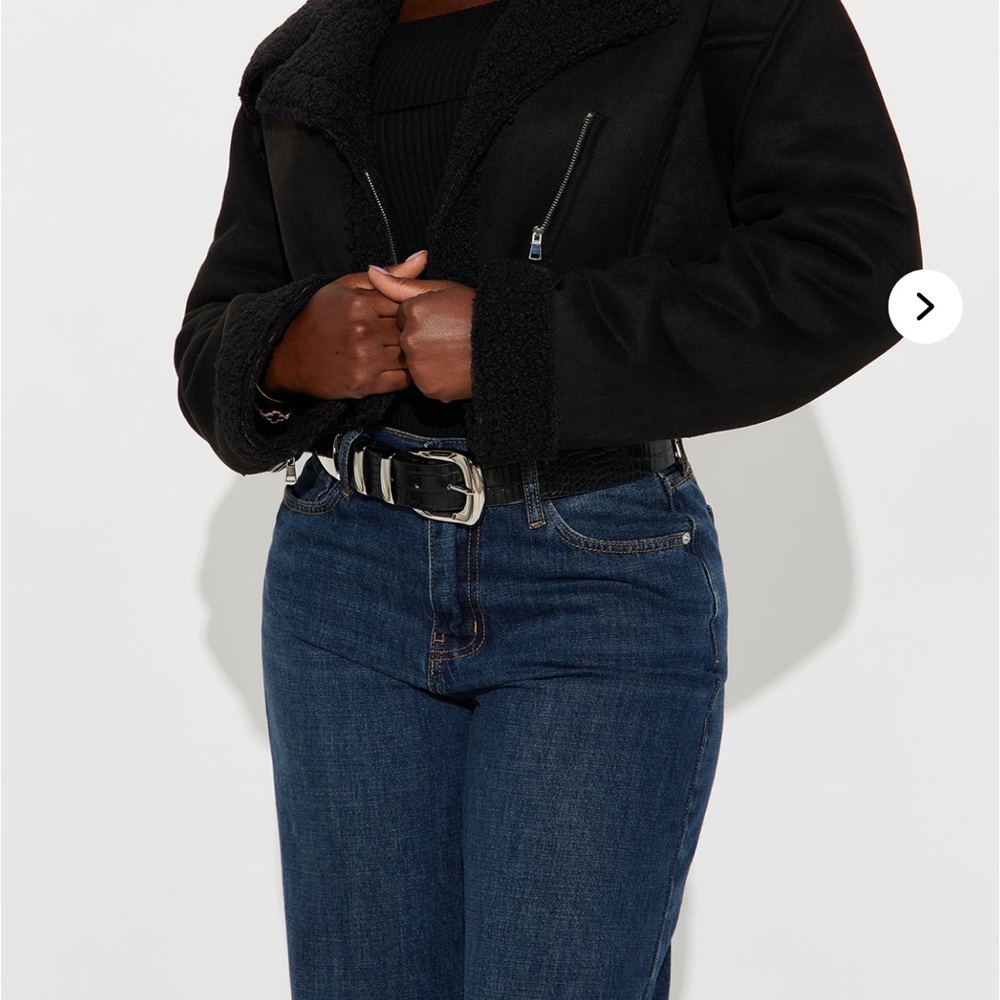Get Your Karma Cropped Shearling Jacket - Black